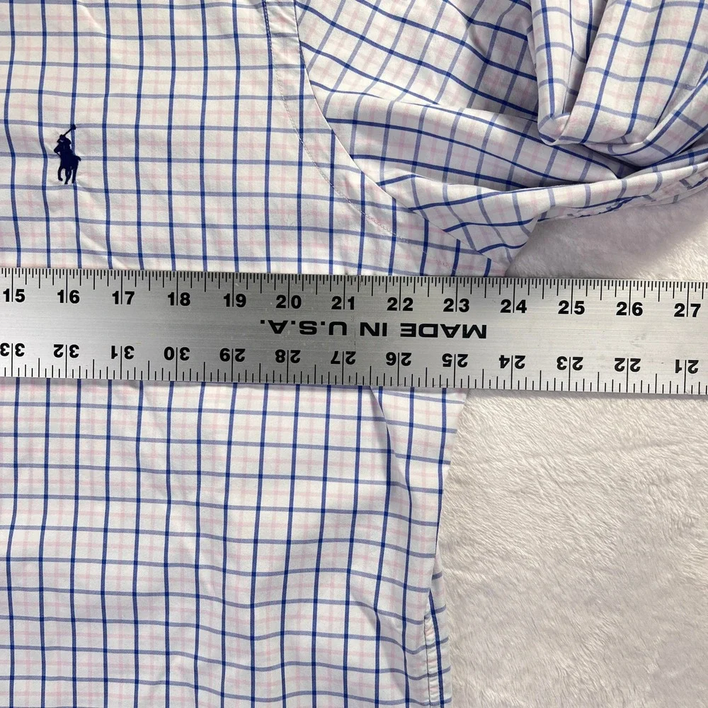 Polo Ralph Lauren Button Down Shirt Mens L Blue White Performance Classic Fit